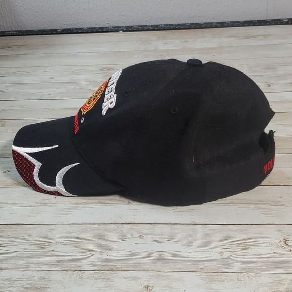 Black Volunteer Firefighter Embroidered Fire Fighter Baseball Cap Hat Velcro - Picture 7 of 9
